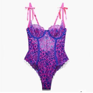 Savage X Fenty Lace Teddy Pink & Blue NWOT